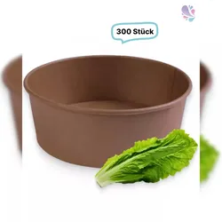 Blanc HYGIENIC Salatboxen Salatschalen braun 1200ml, 300 Stück, to go, take away, biologisch abbaubar, Kraftpapier+ PLA