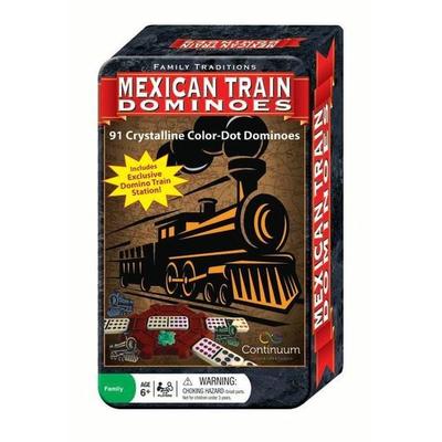Family Traditions Mexican Train Dominoes Tin