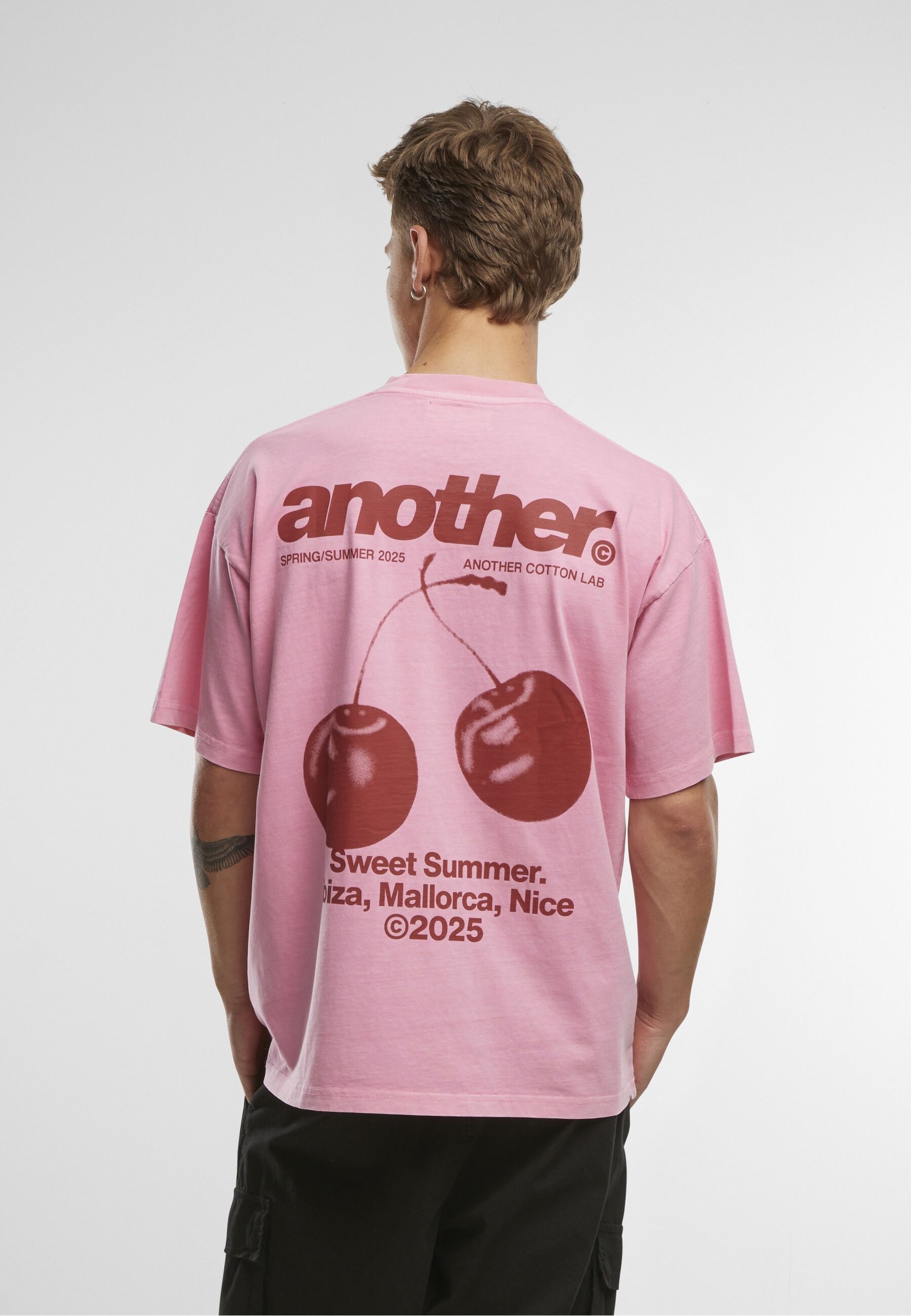 T-Shirt ANOTHER COTTON LAB "Another Cotton Lab Another Sweet Summer Oversized Tshirt", Herren, Gr. L, rosa (pink), 100% Baumwolle, bedruckt, oversize, Rundhals, Shirts T-Shirt