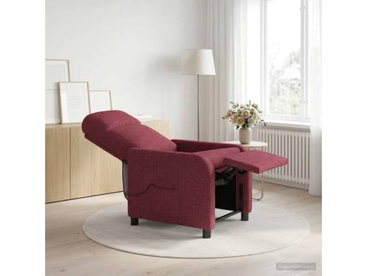 Massage Relaxsessel Weinrot Stoff Verstellbar 100% Polyester,Metall-und-Holzrahmen,115°-160° Rücklehne,schmutzabweisend,flache Armlehnen,Wohnzimmer