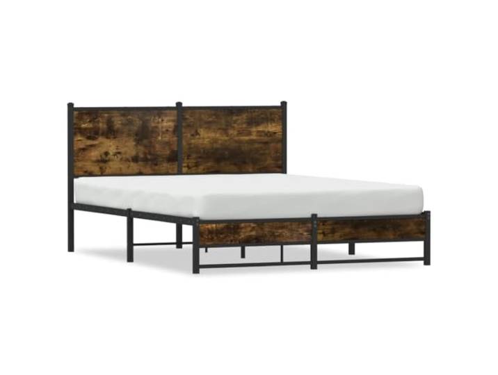 KKgypkn Metallbett Räuchereiche 150x200 cm, Robustes Bettgestell ohne Matratze mit Lattenrost und Mittelbeinen, stabiles Bettgestell aus Stahl mit elegantem Design und zusätzlichem