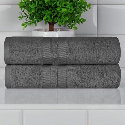 Superior Ultra-Soft Cotton Solid Medium Weight Bath Towel Set of 2
