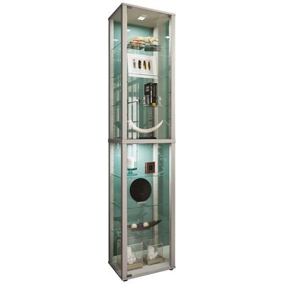 Standvitrine VCM "Holz Glas Stand Vitrine Sammelvitrine Kavisa XL", silber, B:50cm T:38cm, Obermaterial: 100% Holz Wood., Schränke, Standvitrine