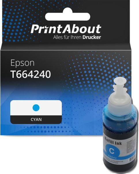 PrintAbout Druckerpatrone kompatibel mit Epson T664240 - Cyan