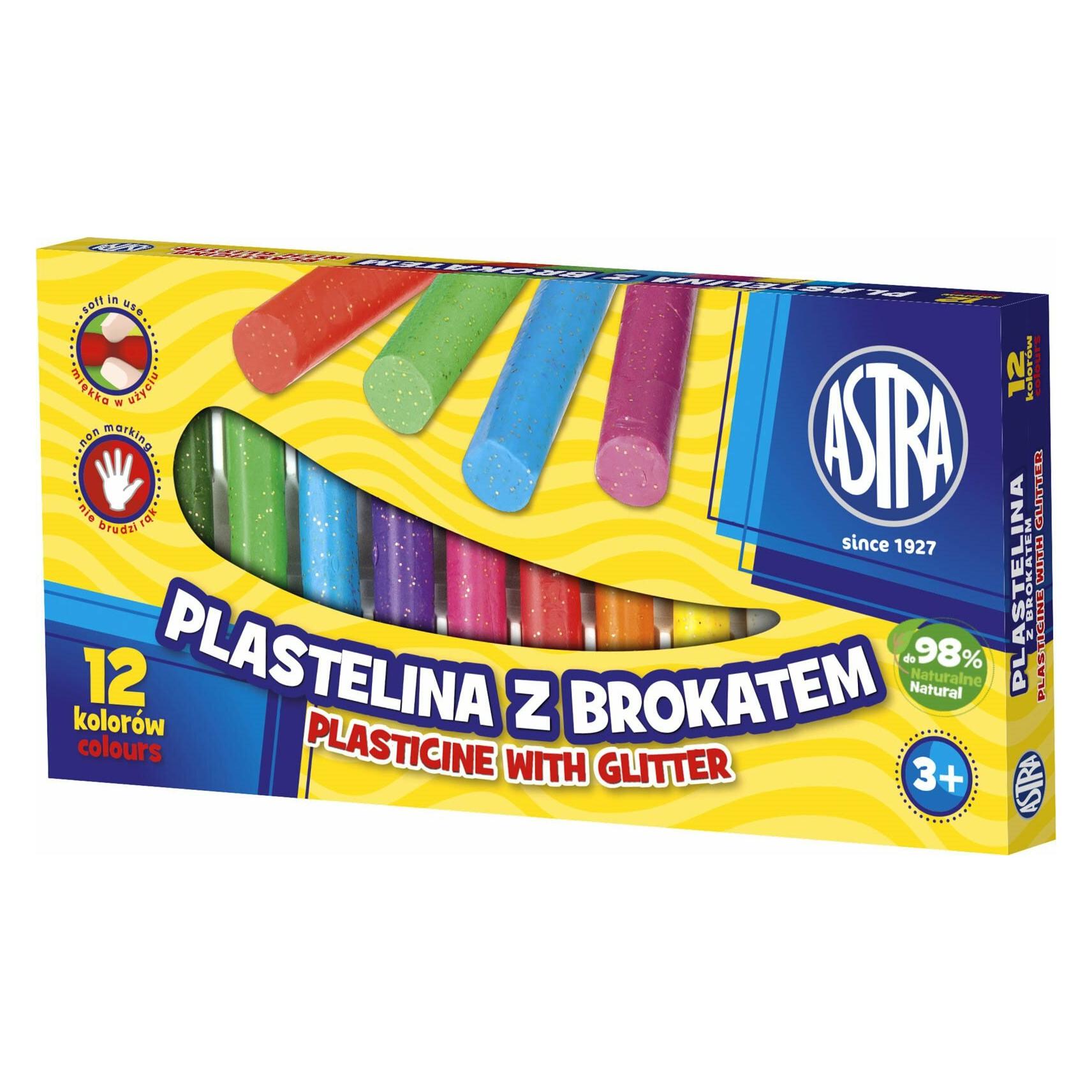 Astra Plastilin mit Glitzer 12 Farben (155737)