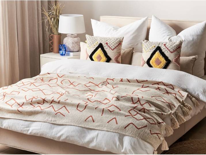 Couverture en coton beige 180x130cm