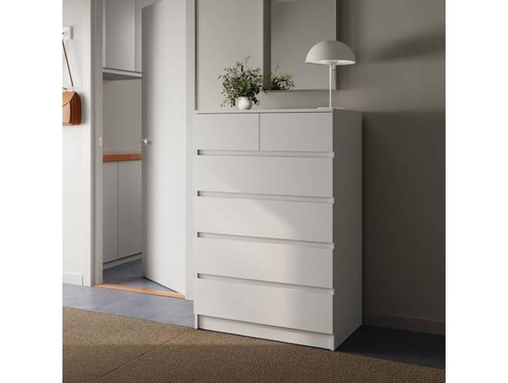 Home Collective Kommode Sideboard Schubladenkommode Highboard viel Stauraum mit 6 Schubladen Schubladenschrank für Schlafzimmer Wohnzimmer Flur Büro Möbel Organizer 80x120x50 cm weiß