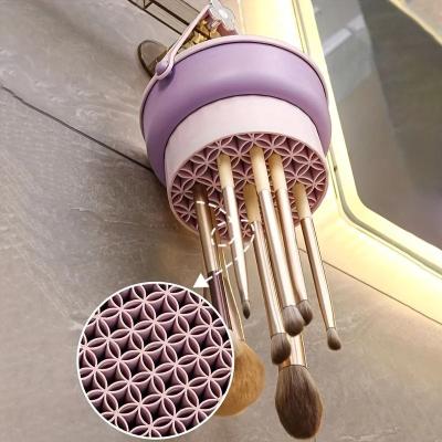 Uplifted Finds 3 In 1 Silicone Makeup Brush Cleaner Mat & Drying Rack pink