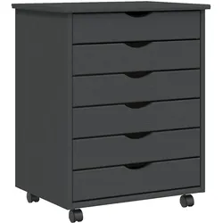 Helloshop26 - Rollbarer Kleiderschrank mit Schubladen großer Stauraum 53 x 39 x 65,5 cm graues Kiefernholz