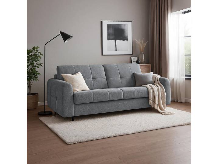 Schlafsofa PIREUS – Sofa mit Bettfunktion, Matratze & Klappmechanismus 230x90 cm, Dunkelgrau