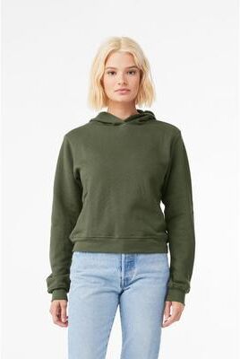Bella + Canvas 7519 Women's Classic Hoodie Sweatshirt in Military Green size Small   Fleece