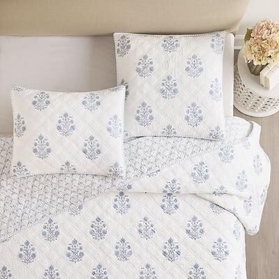 Pia Floral Quilted Sham - Cornflower Standard - Ballard Designs