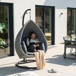 HOME DELUXE Hängesessel aus Seilgeflecht CADEIRA Hellgrau - 1-Sitzer