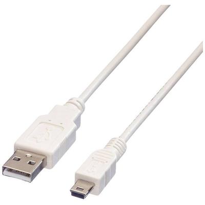 Value USB-Kabel USB 2.0 USB-A Stecker, USB-Mini-A Stecker 0.80m Weiß Geschirmt 11.99.8708