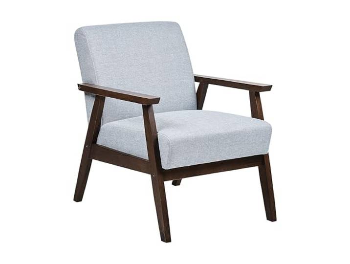 Retro Wohnzimmer Sessel Polsterbezug grau mit Armlehnen Holzgestell Asnes
