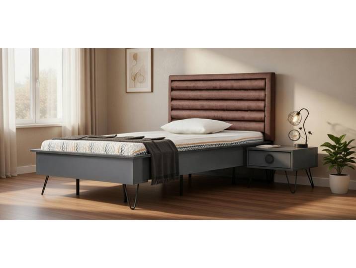 JVmoebel Schlafzimmer-Set Schlafzimmer Set Bett und Nachttisch in modernem Design, (2-tlg)