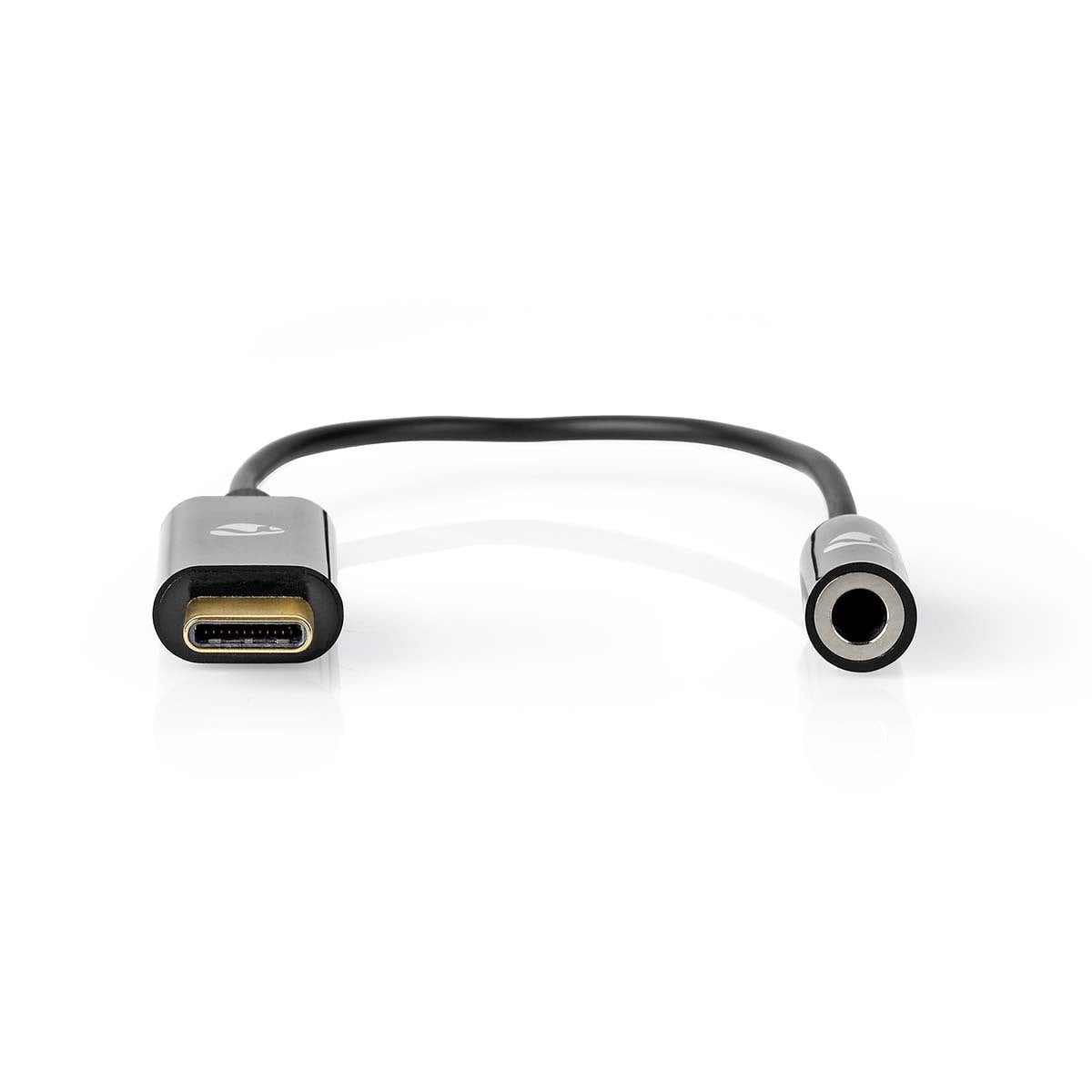 Nedis USB-C naar 3,5 mm audio-adapter met mannelijke en vrouwelijke connector, 0,15 m, zwart