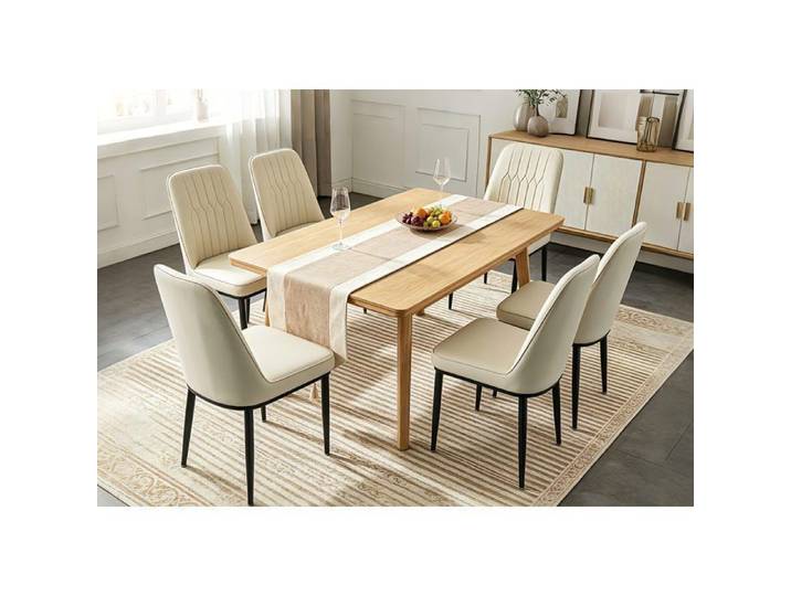 Chaise de Salle à Manger Lot de 6 Chaise de Cuisine Chaise Rembourrée Chaise de Salon Blanc Crème