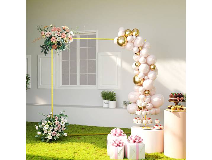 Outsunny Arche Métal Doré 2m Mariage Jardin Ballons Floraux