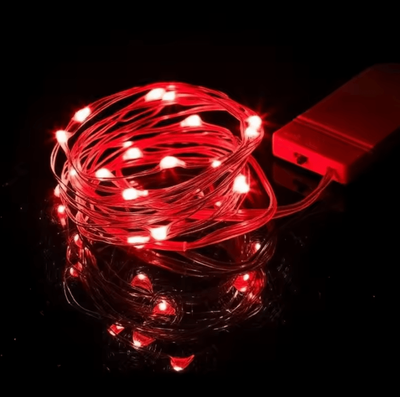 Inspire Curations Battery Operated Silver Wire Firefly Fairy String Lights red 5m 50led