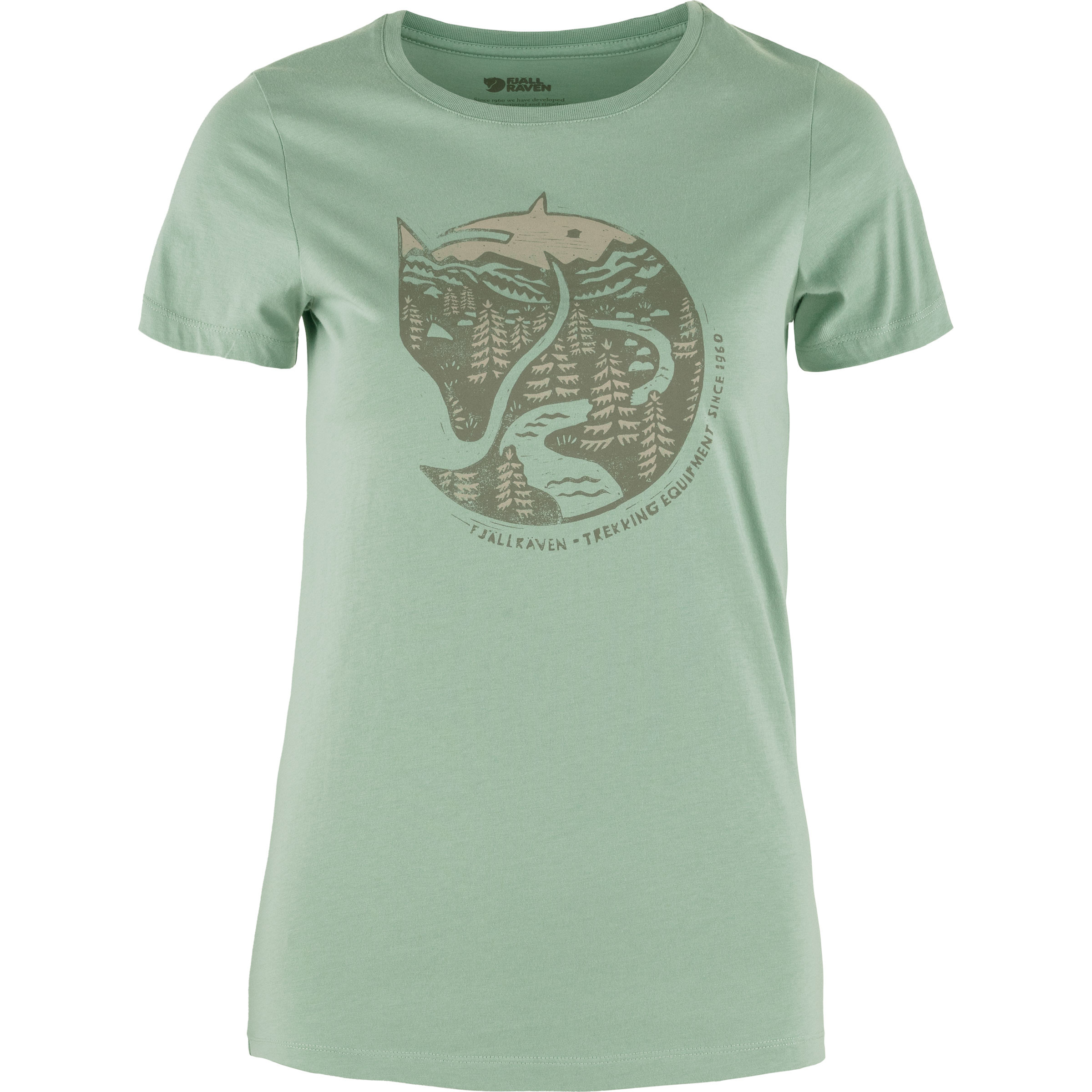 Fjällräven Arctic Fox Print Damen T-Shirts gruen Größe S Lifestyle Hautfreundlich