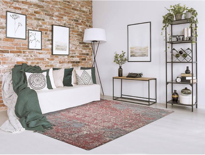 home24 Laagpolig vloerkleed Echo Pearl rood/rood 200 x 290cm mixweefsel