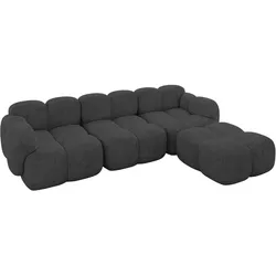 ECKSOFA modulares Sofa Rechts Miko-L2 302x205x75 Dunkelgrau Velours