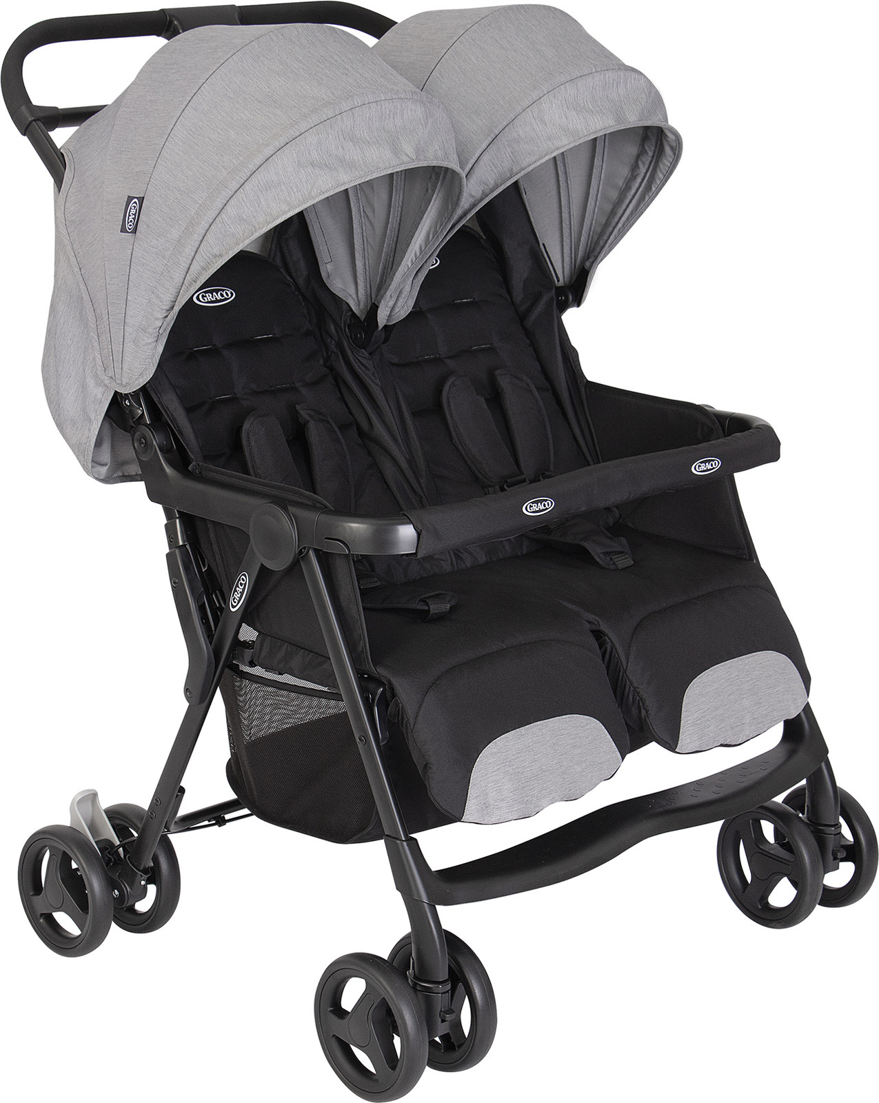Graco DuoRider Dubbele kinderwagen voor broertjes en zusjes, grijs