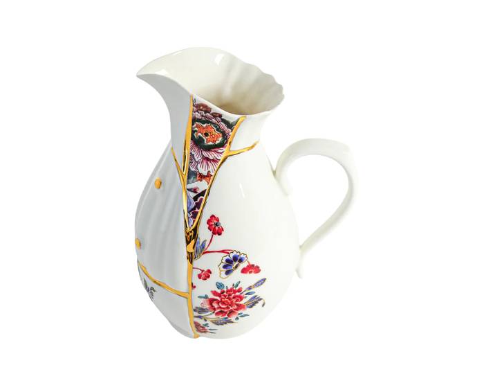 Design Karaffe „Kintsugi“ aus Porzellan mit Golddekor verziert Multicolor Seletti