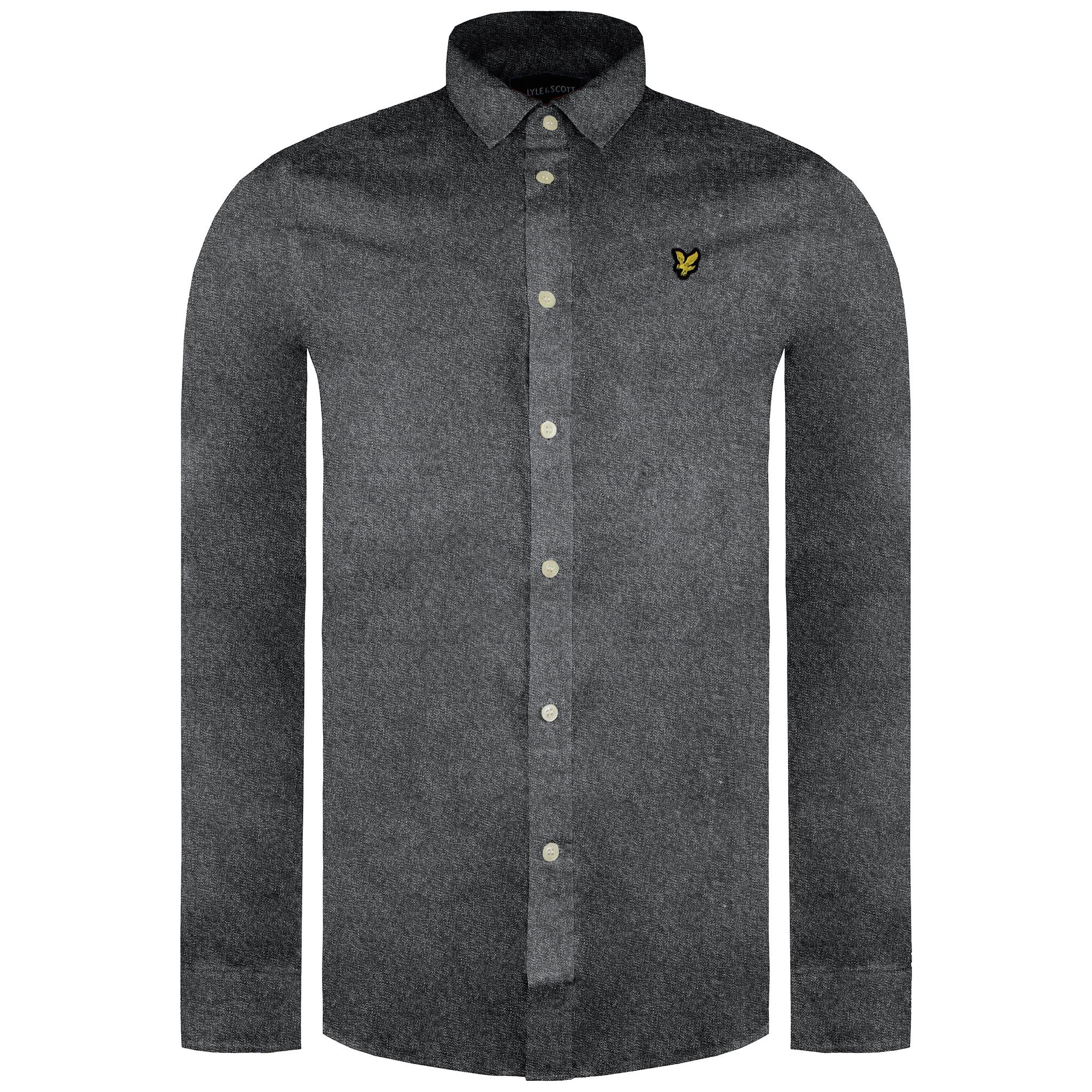 Lyle & Scott Multi -Garn gebürstete Herrengrau Hemd