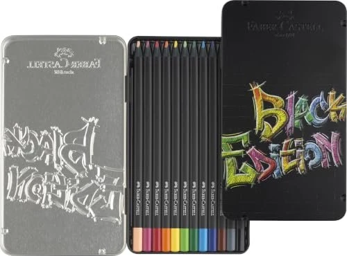 FABER-CASTELL Black Edition gebogen, 12 Farben