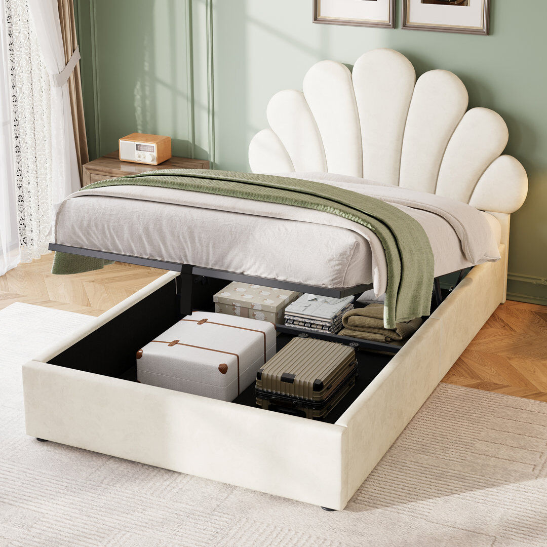 Fairmont Park Double Size Ottoman Bed Velvet White Single (3')
