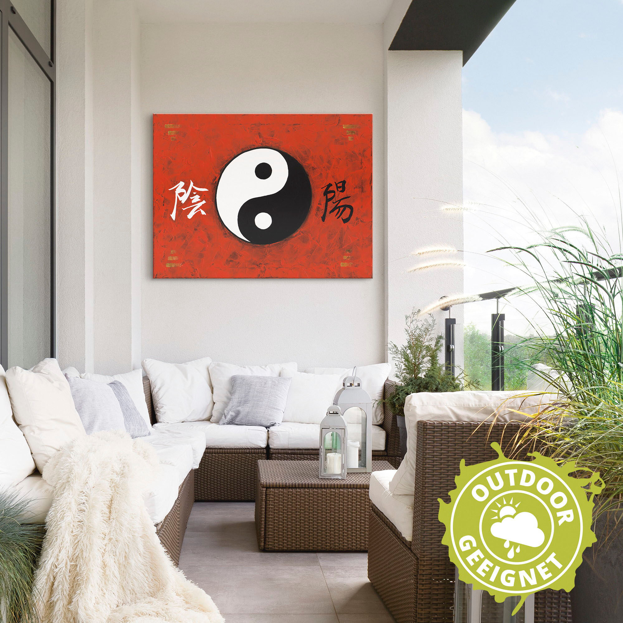 Alu-Dibond-Druck ARTLAND "Yin & Yang", rot (farbe bild(er): rot), B:40cm H:30cm, Bilder, Alu-Dibond-Druck, für Innen- und Aussenbereich geeignet, Outdoorbild farbe bild(er): rot B/H/T: 40cm x 30cm, Alu-Dibond-Druck Zeichen, 1 Stk.