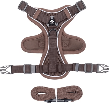 Inspire Curations SafeStride Reflective Cat Harness & Leash Set For Indoor & Outdoor Adventures brown s