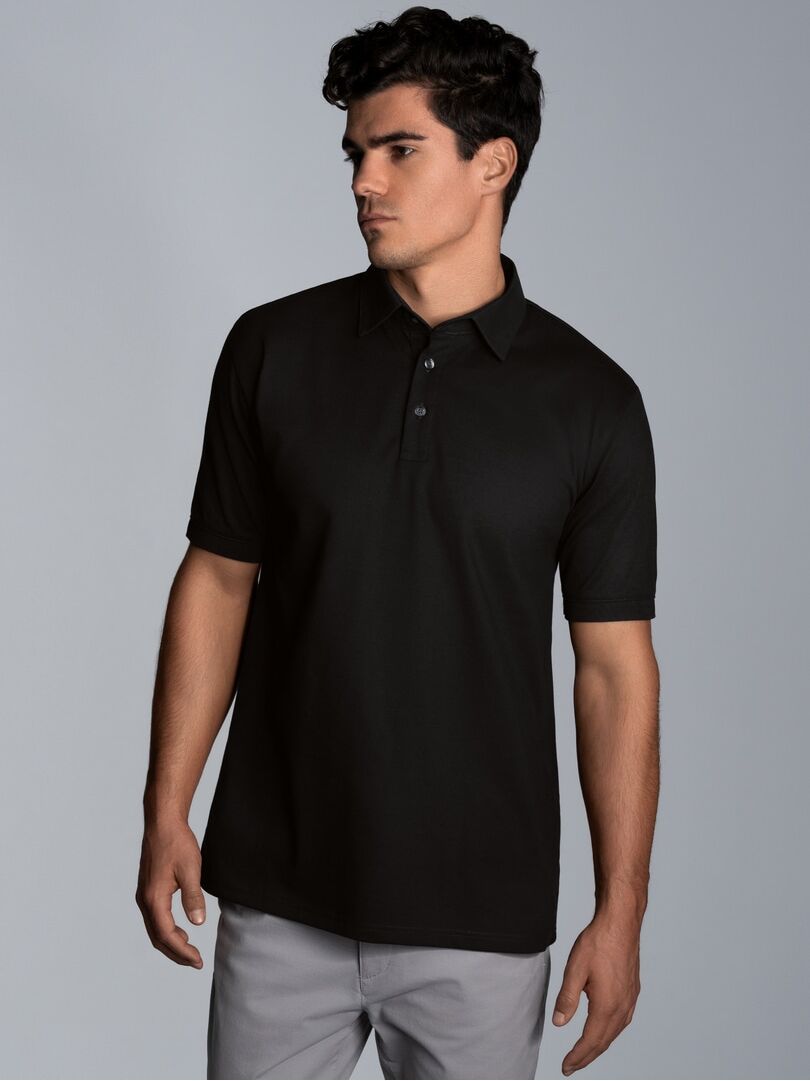 Poloshirt TRIGEMA "TRIGEMA Business-Poloshirt", Herren, Gr. L, schwarz, Piqué, 100% Baumwolle, Basic, lang, ohne Ausschnitt, Shirts Poloshirt schwarz L