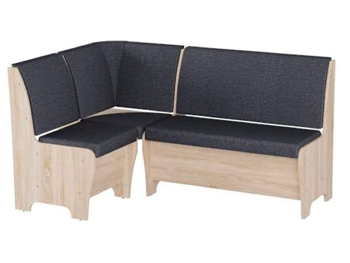 Rodnik Eckbank Tunis 150x120 cm, Sitzbank gepolstert, Truhenbank (Grau - Sonoma Eiche)
