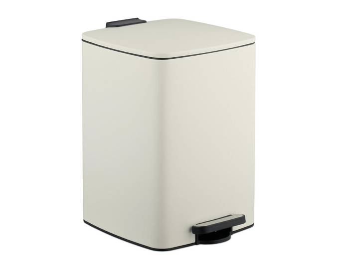 Relaxdays Mülleimer Beige 20 l Treteimer Soft Close, Metall, Kunststoff, Rechteckig, 28x40x34 cm, Haushalt & Reinigung, Reinigung, Mülleimer & Abfallsammler