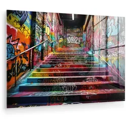 ACRYLGLASBILD Treppe - Graffiti - Farben - Kunst Room Decor 90x60 cm
