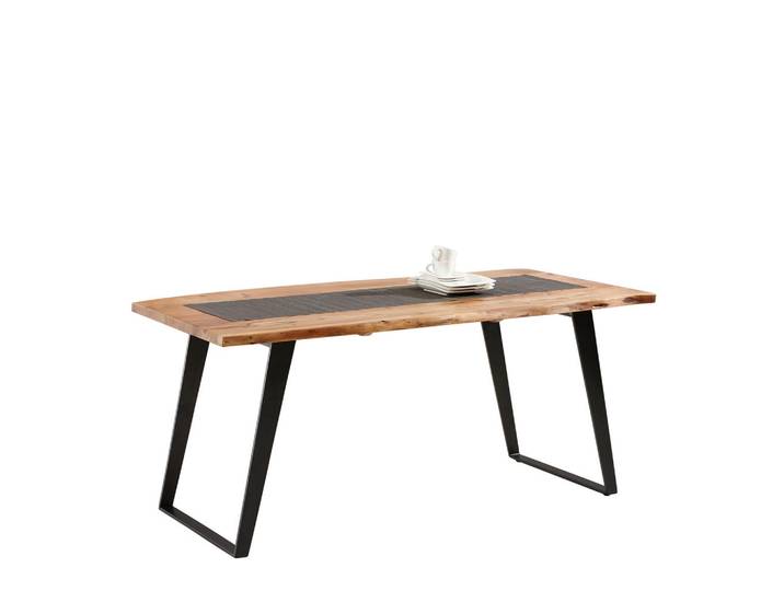 Ambia Home Esstisch, Schwarz, Akaziefarben, Holz, Metall, Akazie, teilmassiv, rechteckig, Kufe, 90x76x175 cm, Esszimmer, Esstische, Esstische