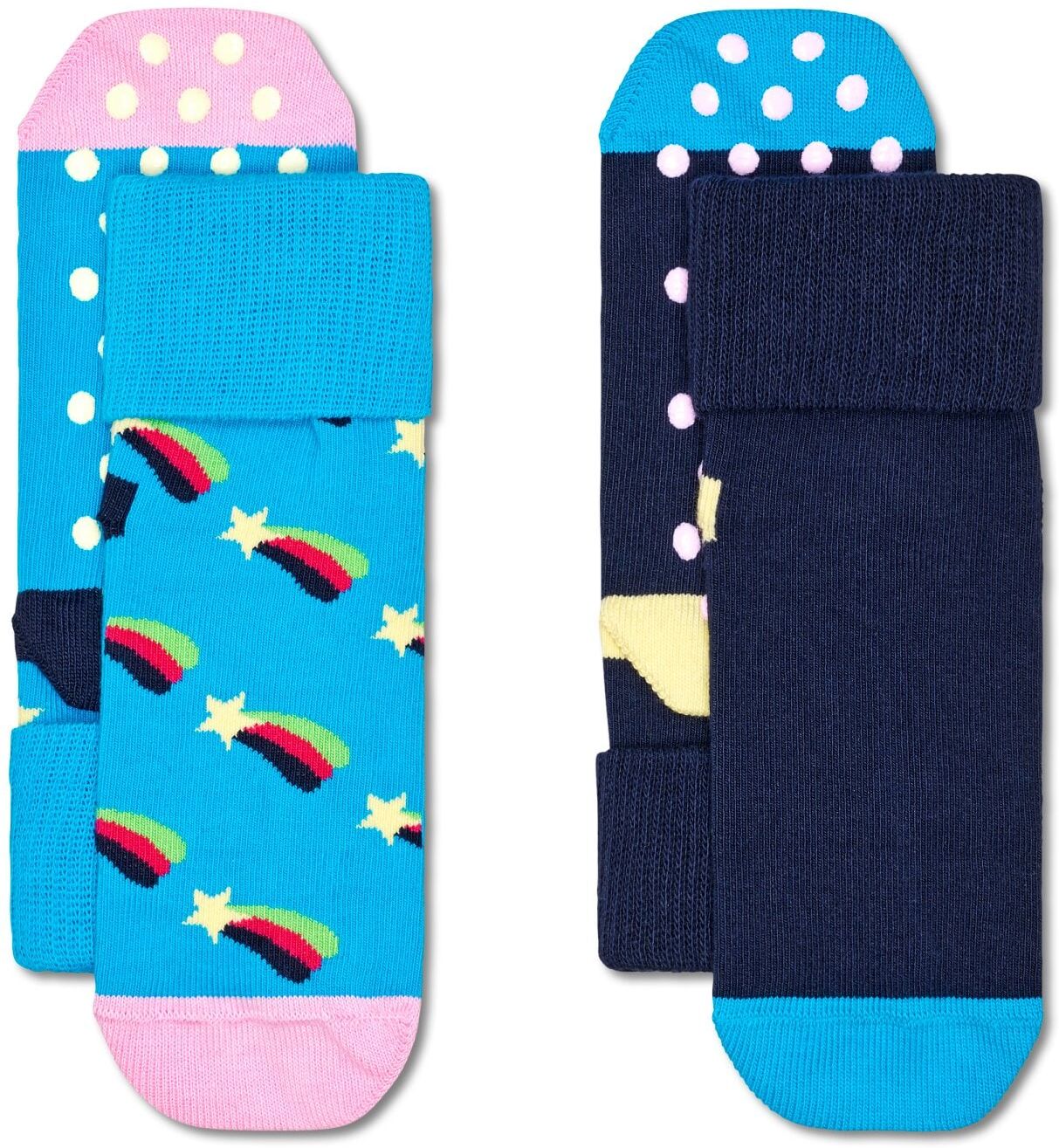ABS-Socken HAPPY SOCKS "Shooting Star", Jungen, Gr. 24 (26), blau (turquoise), Baumwolle, Elasthan, Polyamid, gemustert, Socken ABS-Socken, Langsocken turquoise 24 (26)