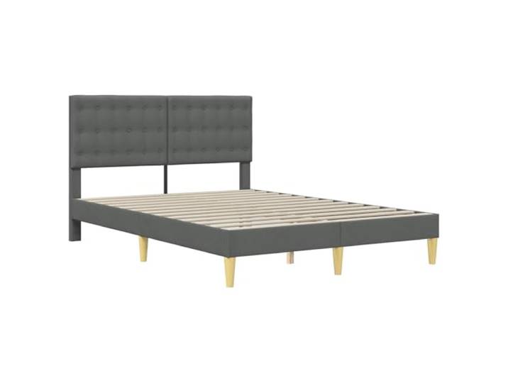 SKTQYQO Bettgestell dunkelgrau 140 x 200 cm Stoff Gepolstertes Kopfteil, Beine verjüngt, Lattenrost mit festen Latten, schmutzabweisend