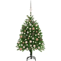 vidaXL, Weihnachtsbaum, Keno (mit 61 roségoldenen Kugeln) (120 cm)