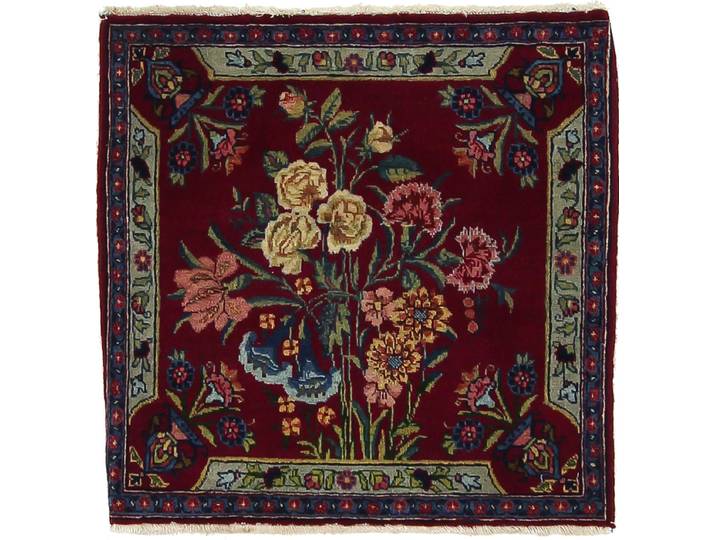 Keshan Antik Teppich 51x51 Handgeknüpft Orientteppich Perserteppich Quadratisch