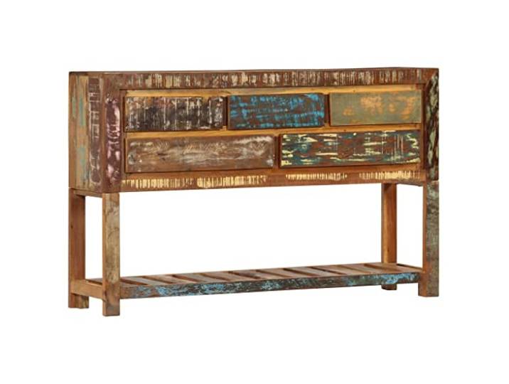 Fisinber Sideboard 120x30x75 cm Massivholz Konsolentisch mit Schubladen Vielseitige Flurkommode fürs Schlafzimmer mit 5 geräumigen Schubladen und Ablageboden für mühelose Ordnung im Alltag.