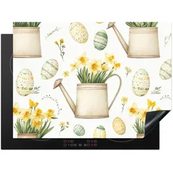 HERDABDECKPLATTE Gießkanne - Blumen - Eier Herdabdeckung Induktionsfeld 70x52 cm