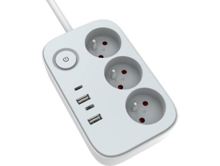 Essentielb - Multiprise 3 Prises 16 Ampères 2 Usb-A+ 2 Usb-C 65w