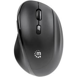 Manhattan 190237 Ergonomische Maus Kabellos Optisch Schwarz 3 Tasten 800 dpi, 1200 dpi, 1600 dpi Ergonomisch, Integriertes Scrollrad