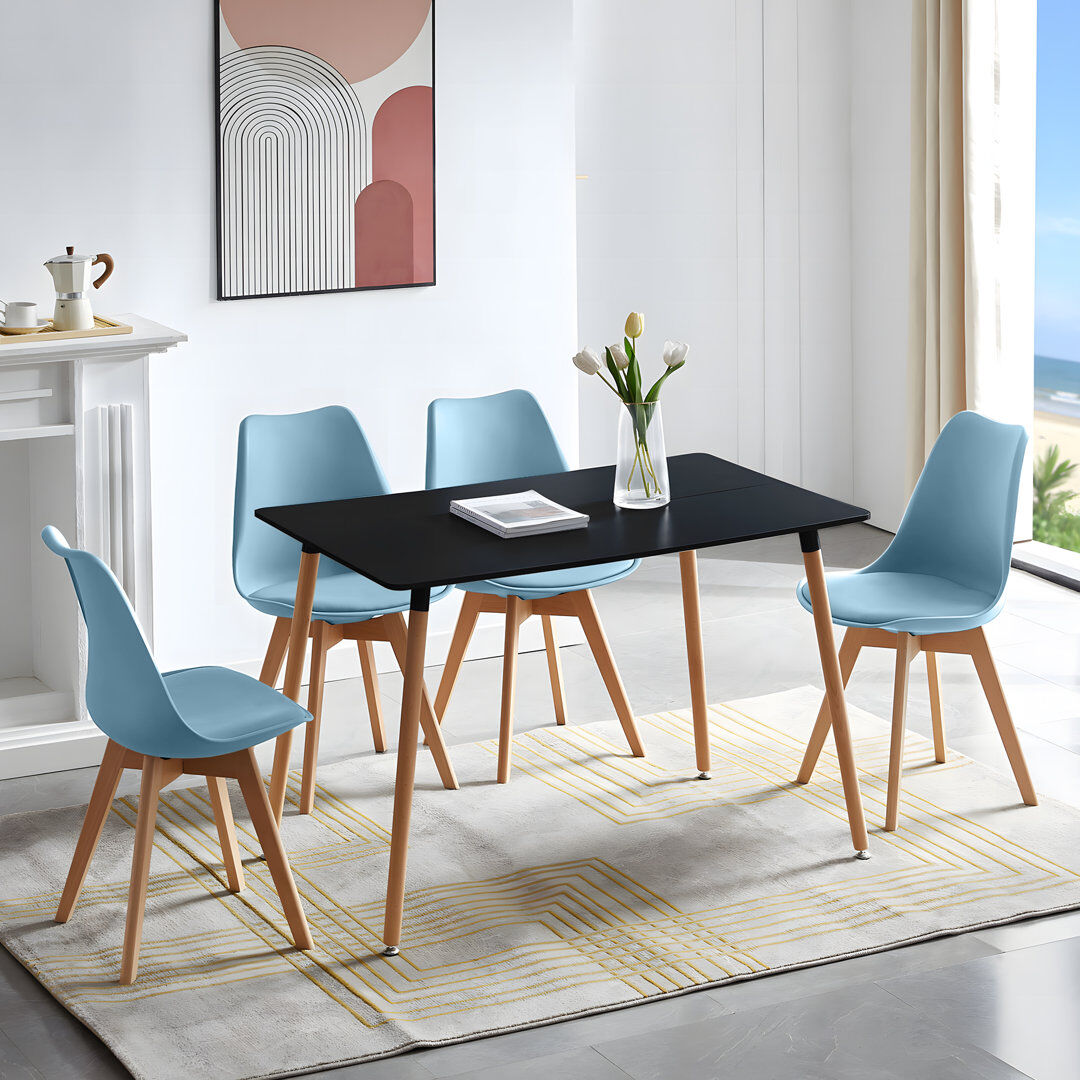 Hykkon Nero 4 -Person Dining Set Black/Air Force Blue 4