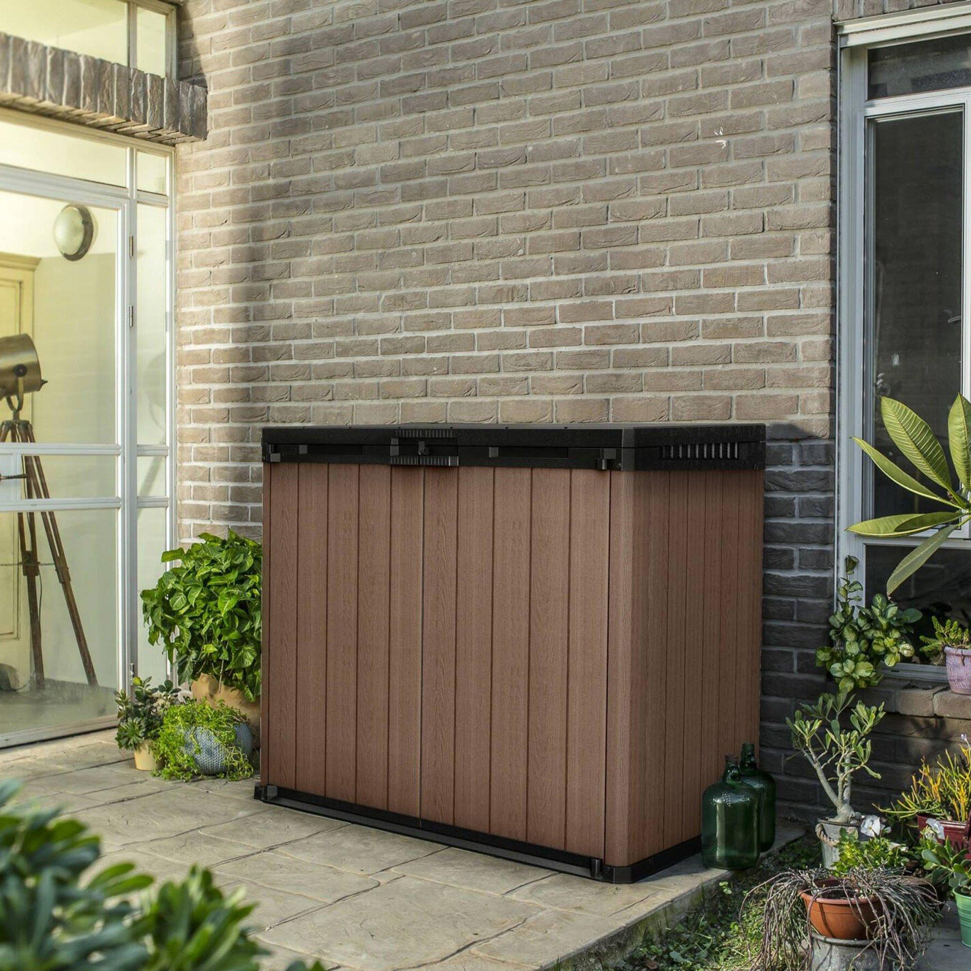 Dmora Outdoor-Schrank Napanee 140x80x120 cm Braun, 1 Regal, 2 Türen