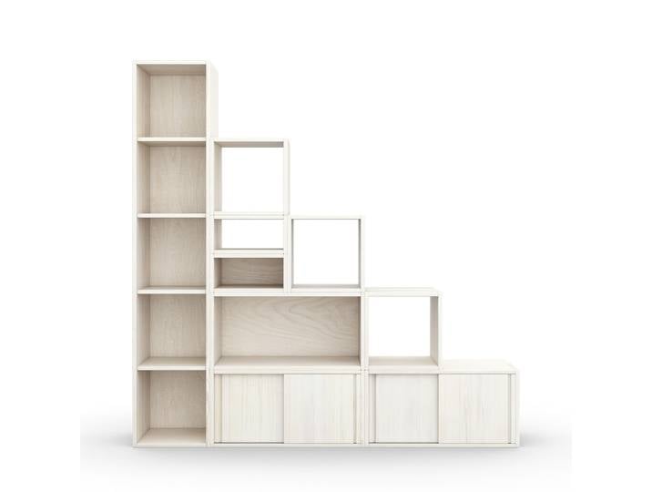 Naturwohnen Modulares Stufenregal Dachschrägenregal Regalwürfel-Set Kiefer Naturweiß Serie Laura mit bioola® colour veredelt